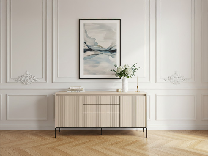 Buffet 2 portes 166 cm LENARA avec tasseaux et LED