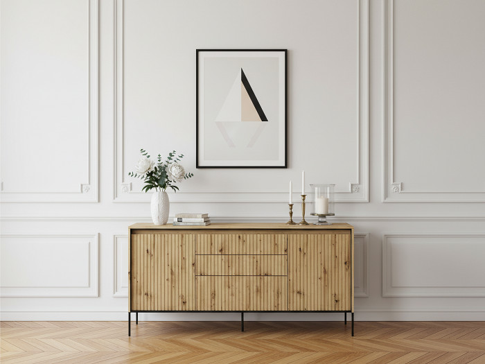 Buffet 2 portes 166 cm LENARA avec tasseaux et LED