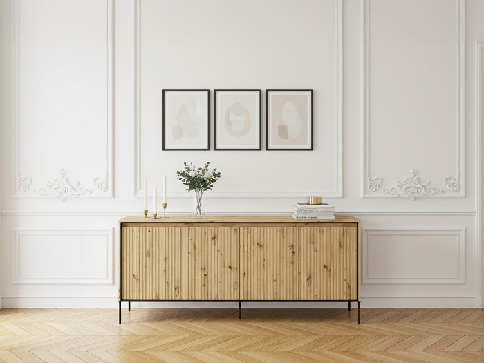 Buffet 4 portes 193 cm LENARA avec tasseaux et LED