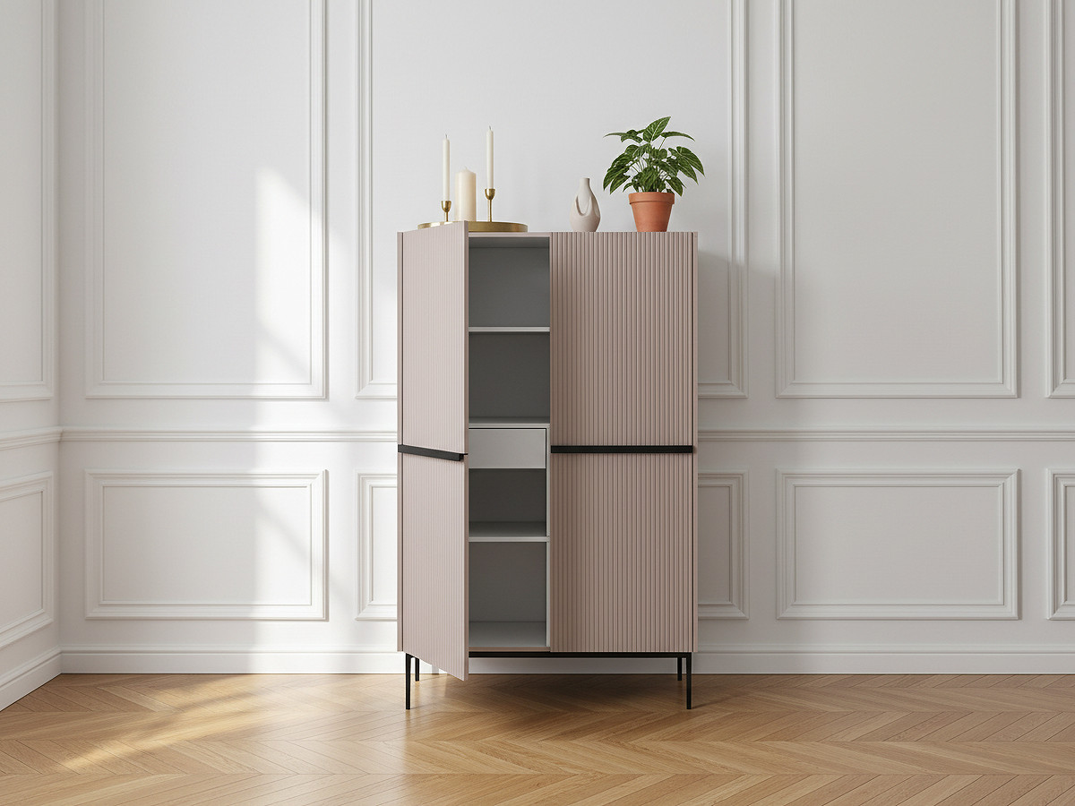 Buffet haut 2 portes 100 cm KASHA Pieds noir rose — vue 4