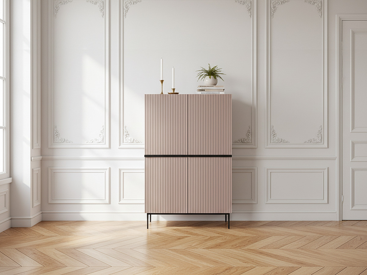 Buffet haut 2 portes 100 cm KASHA Pieds noir rose