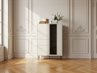 Meuble vitrine 3 portes H. 140cm ESPERA avec LEDS