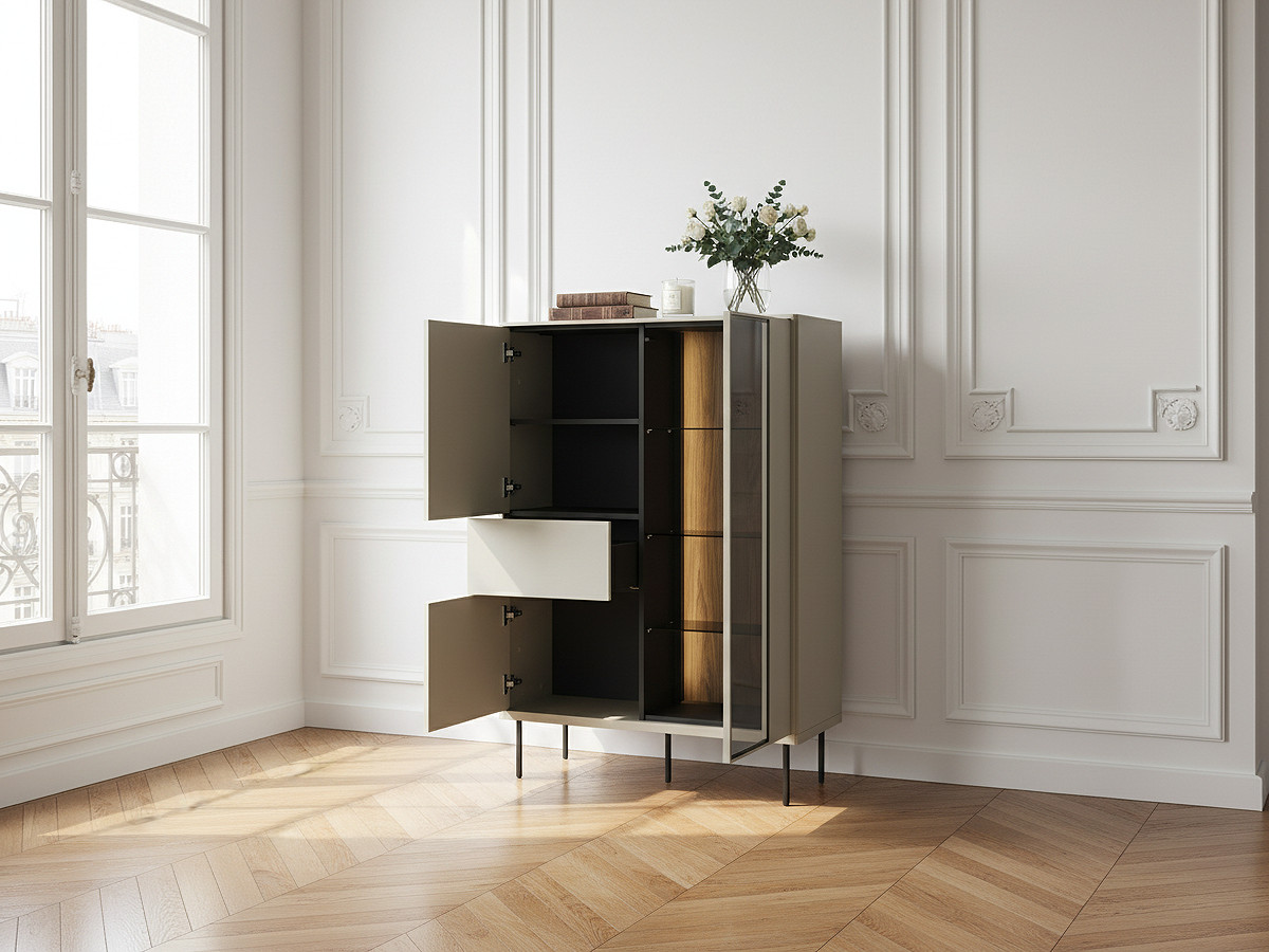 Meuble vitrine 3 portes H. 140cm ESPERA avec LEDS — vue 4