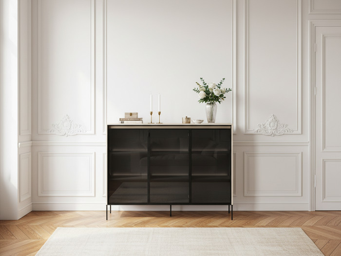Meuble vitrine H.118 cm LENARA avec LED