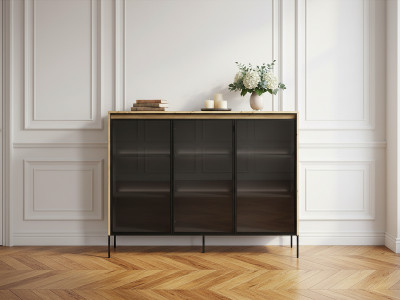 Meuble vitrine H.118 cm LENARA avec LED