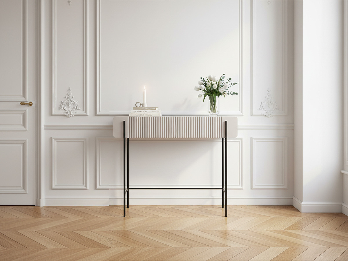 Console 2 tiroirs 100 cm MATHILDE pieds noir