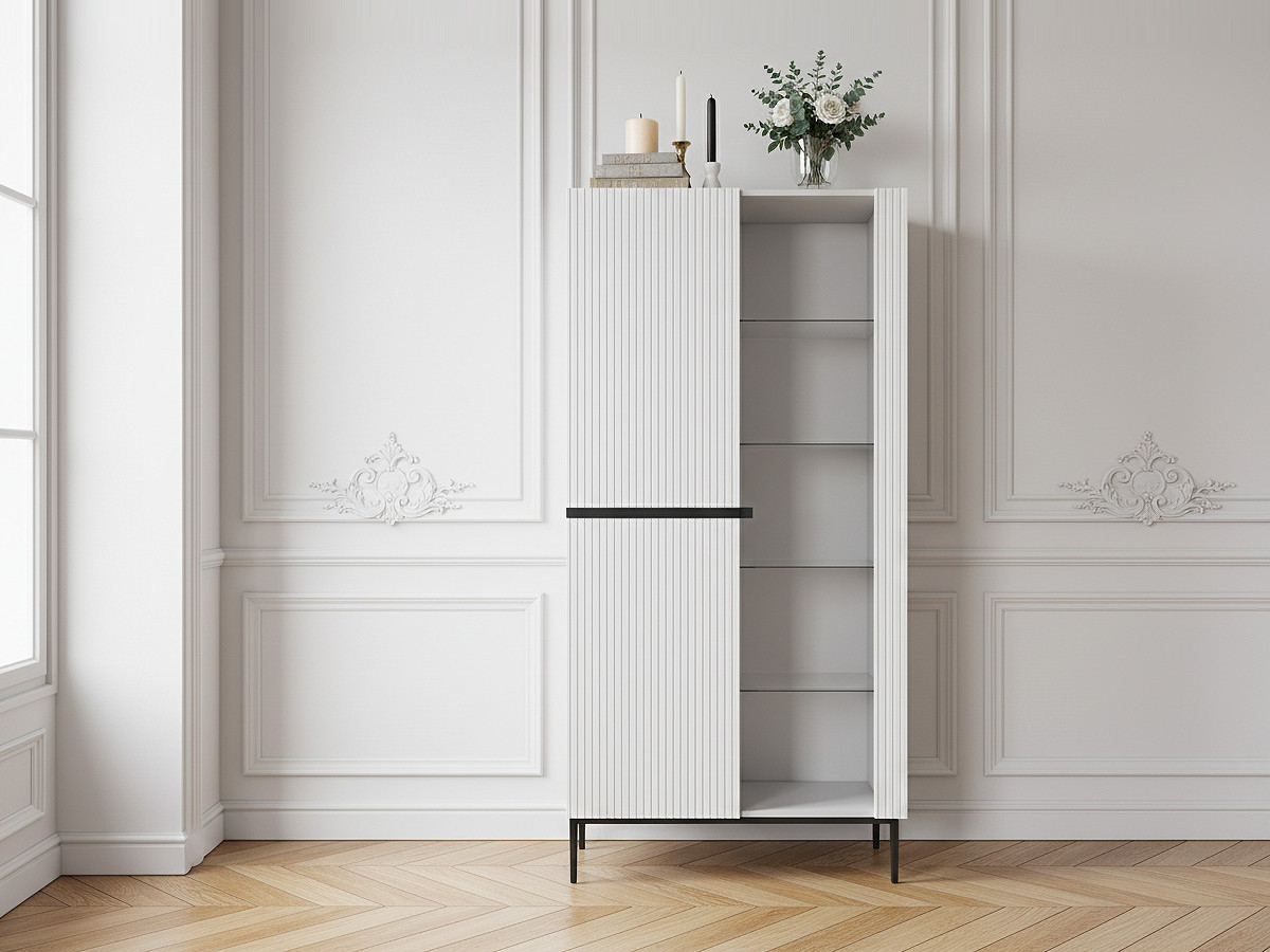 Rangement vitrine H200 cm 2 portes KASHA pieds noirs