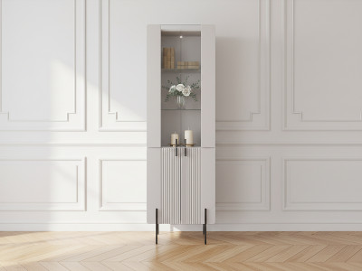 Meuble vitrine 2 portes H.190 cm MATHILDE pieds noirs