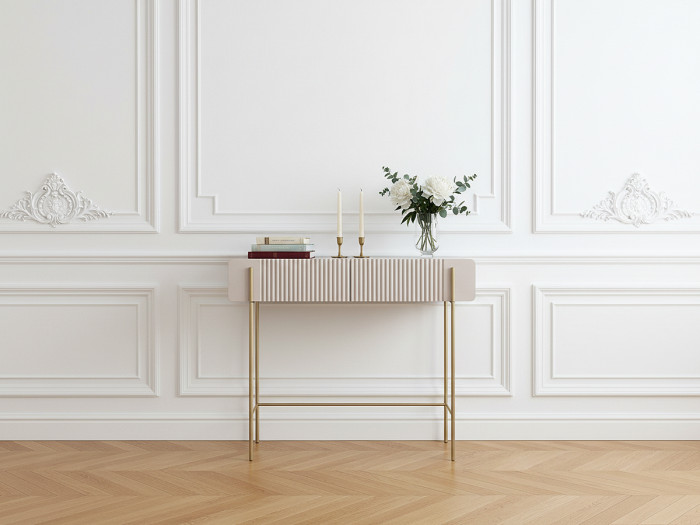 Console 2 tiroirs 100 cm MATHILDE pieds or