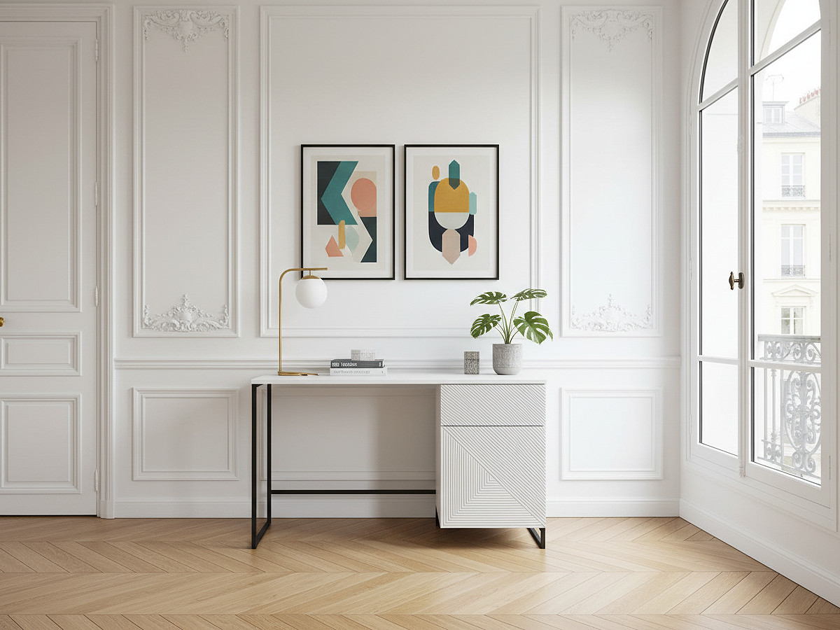 ALICE bureau met 1 deur en 1 lade, metalen poten