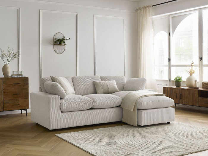 Canapé d'angle compact réversible BELAIR velours côtelé