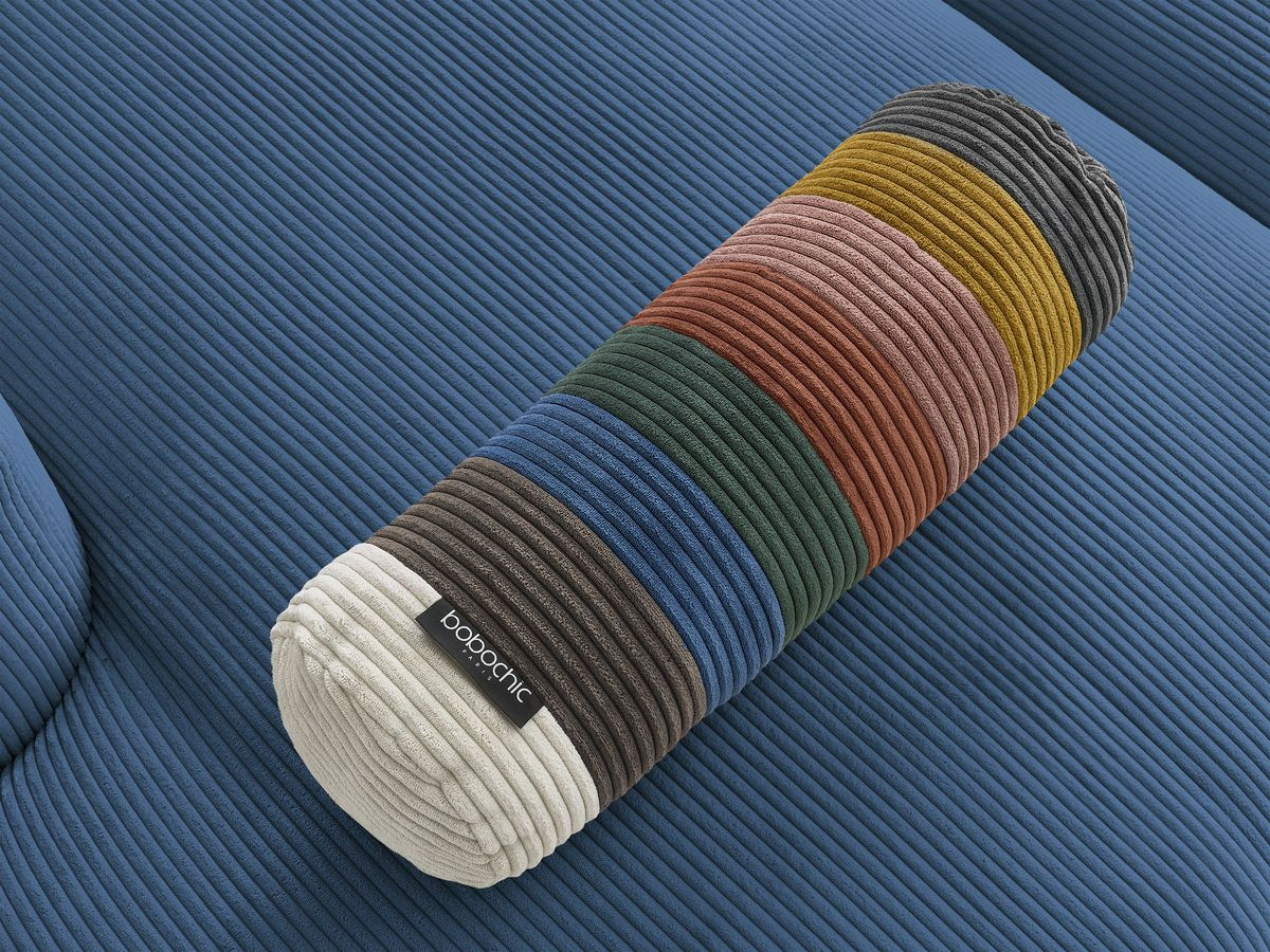 Canapé d'angle compact réversible BELAIR velours côtelé bleu foncé — vue 4