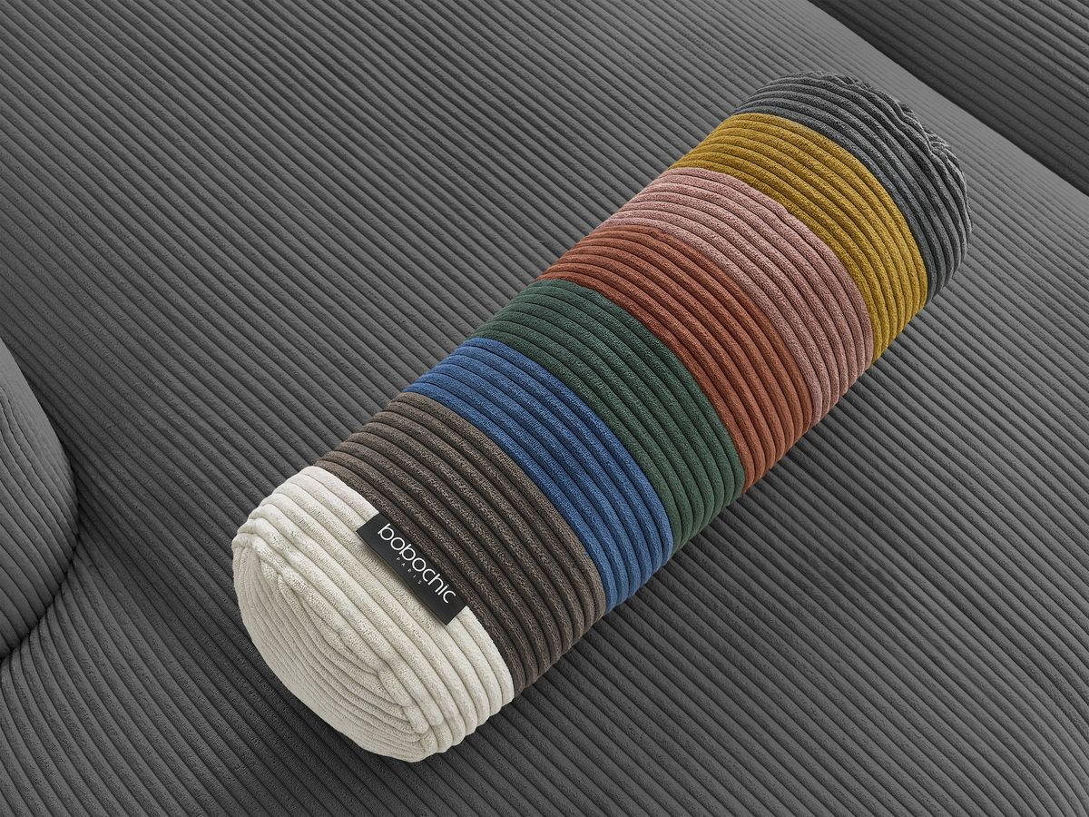 Canapé d'angle compact réversible BELAIR velours côtelé gris foncé — vue 4