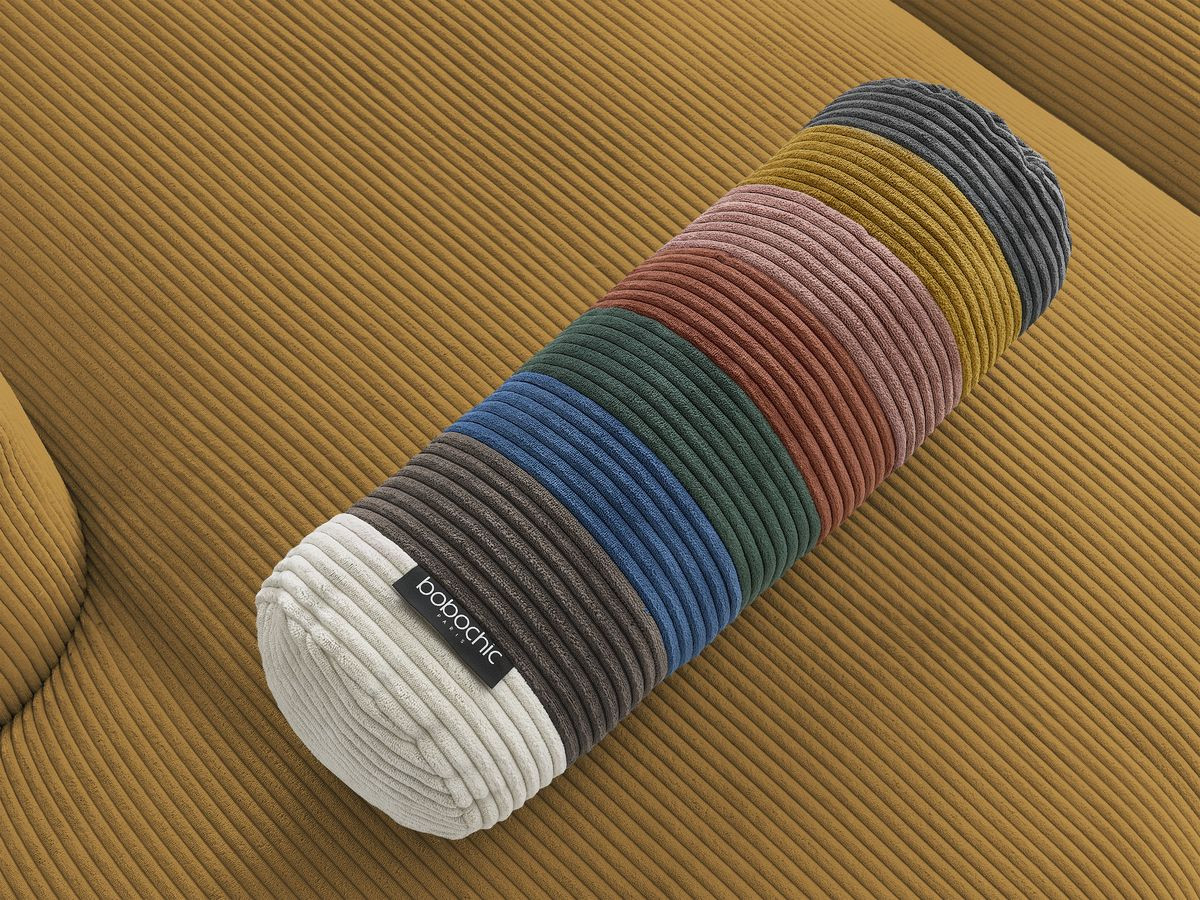 Canapé d'angle compact réversible BELAIR velours côtelé jaune — vue 4