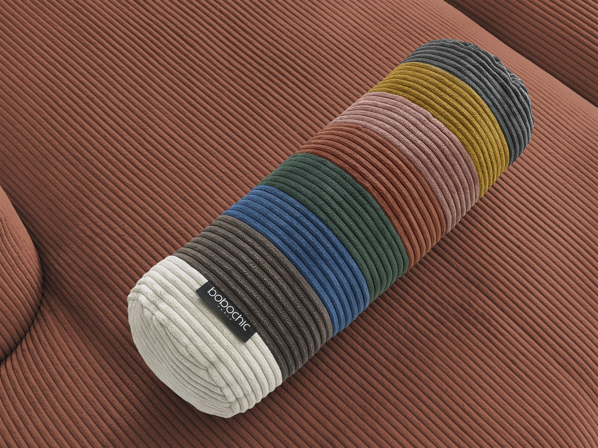 Canapé d'angle compact réversible BELAIR velours côtelé orange — vue 4