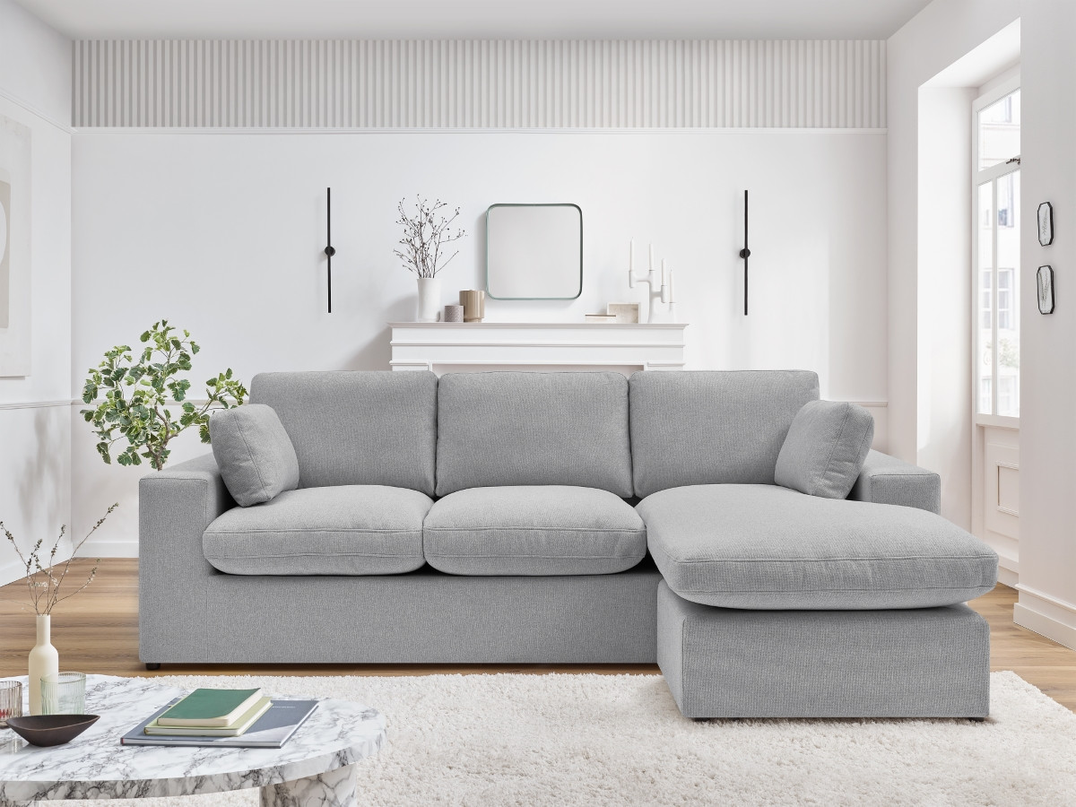 Canapé d'angle réversible compact BELAIR gris clair — vue 5