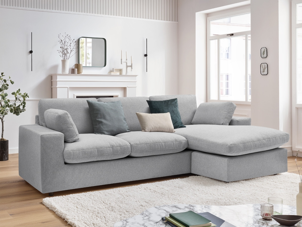 Canapé d'angle réversible compact BELAIR gris clair