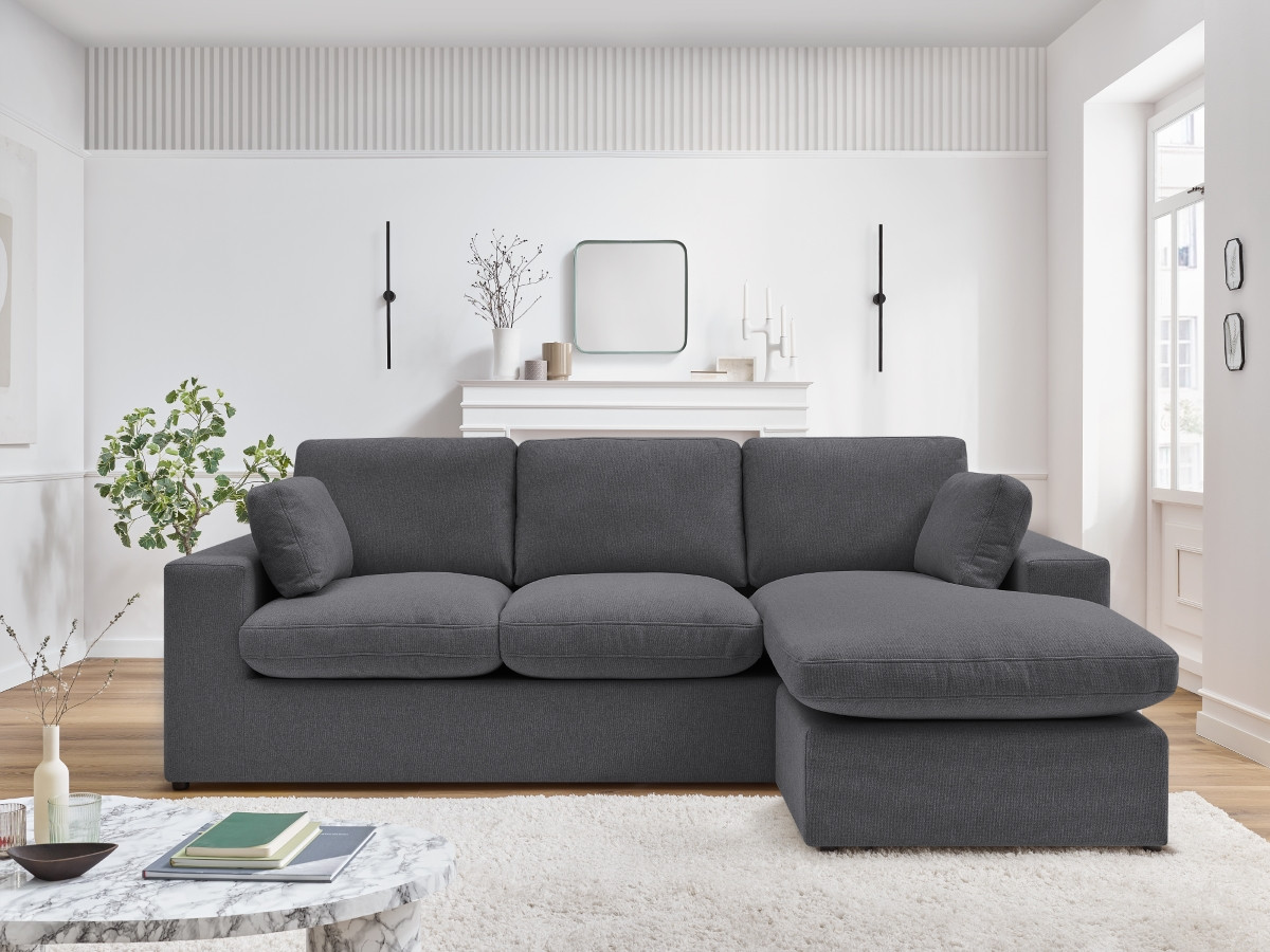 Canapé d'angle réversible compact BELAIR gris foncé — vue 5