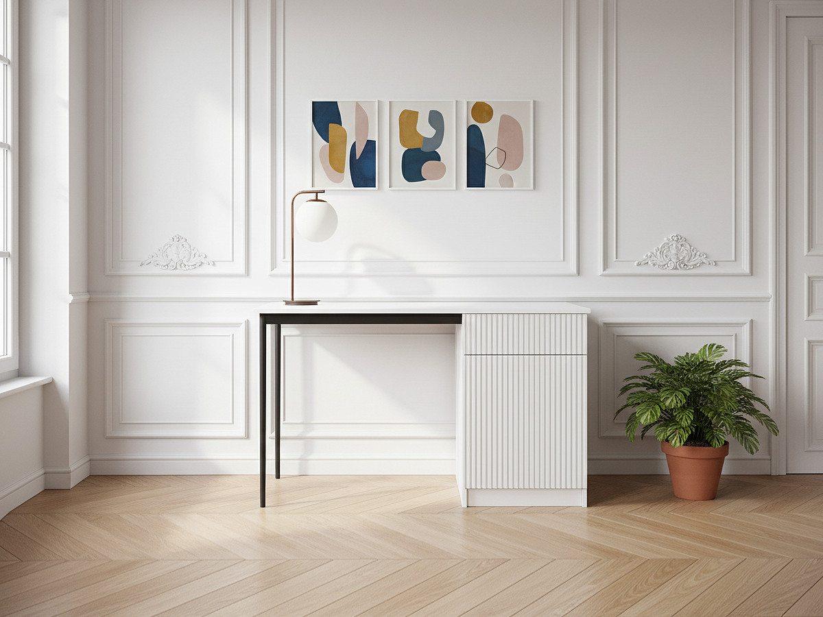 Bureau 1 porte et 1 tiroir KASHA pieds noirs