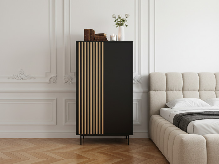Armoire L100 2 portes CORNEILLE avec tasseaux en pin massif