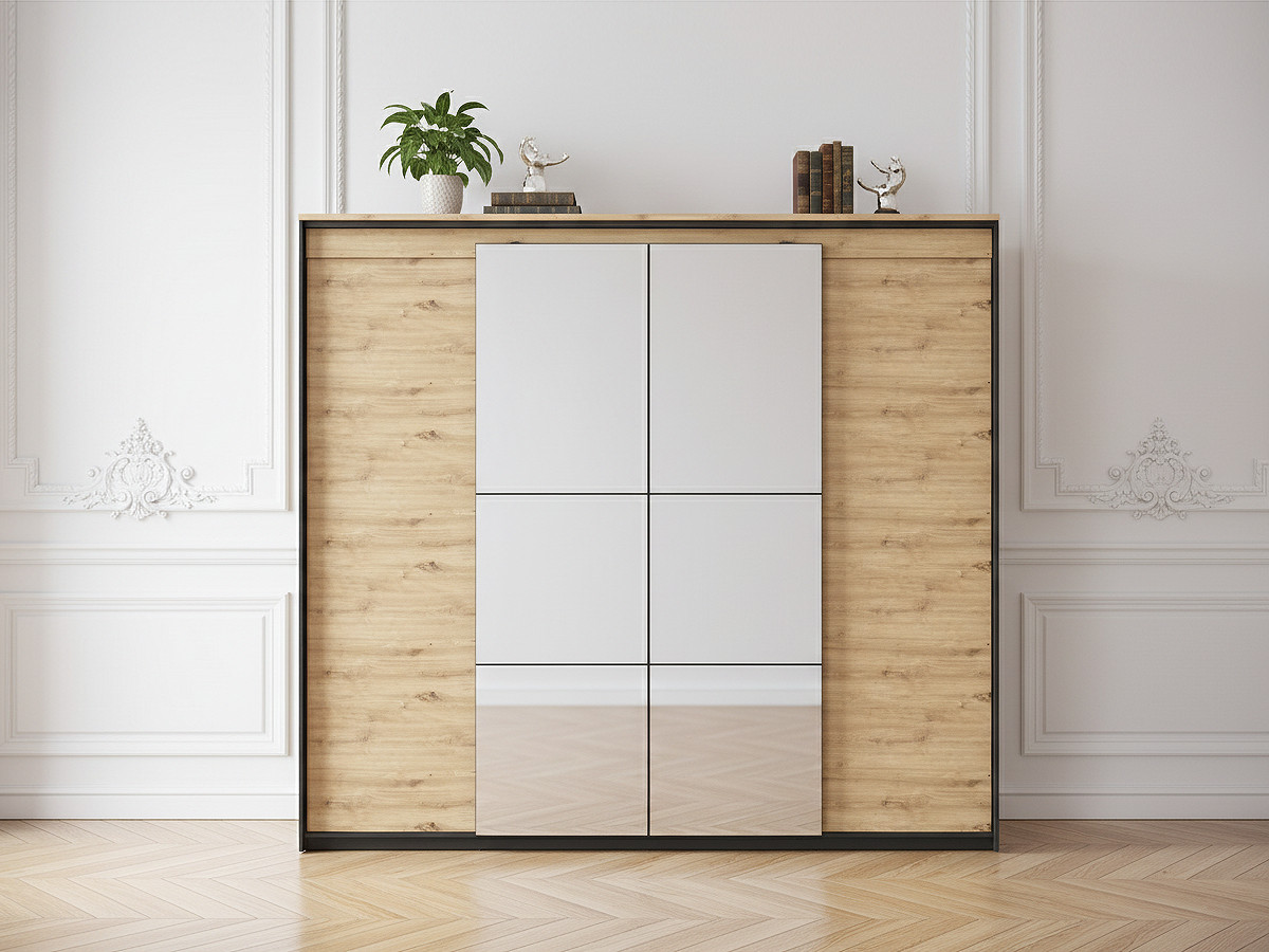 Armoire 4 portes 250 cm KYRIA imitation Chêne