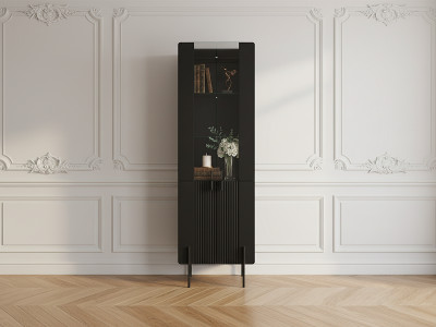 Meuble vitrine 2 portes H.190 cm MATHILDE pieds noirs
