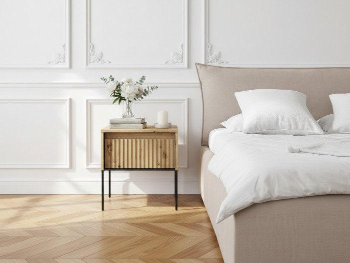 Table de chevet 1 tiroir LENARA avec tasseaux et LED