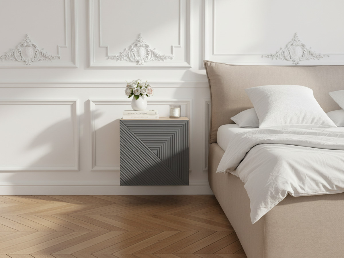 Table de chevet 1 porte ALICE gris foncé