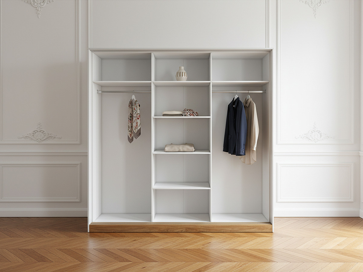 Kledingkast L220 cm ZENITA Wit en eiken