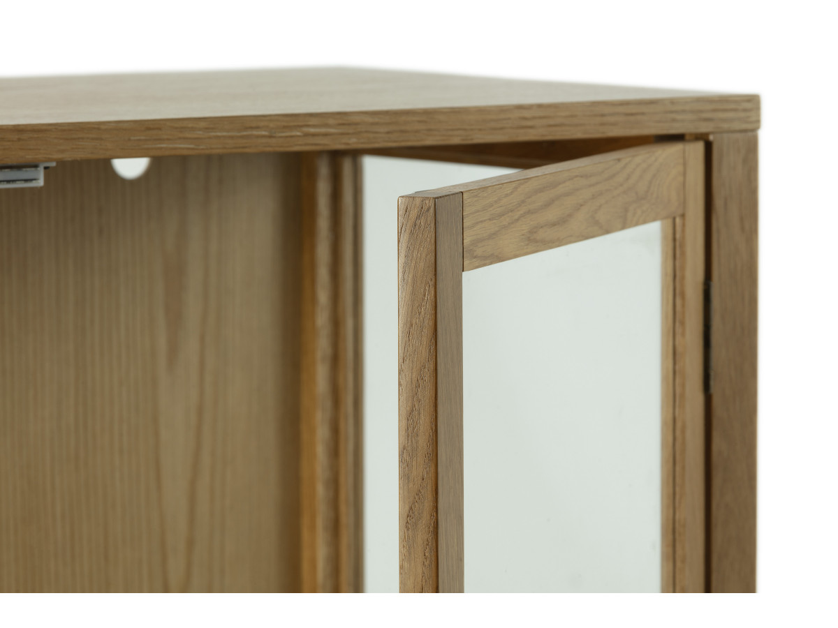 CARMEN hoog dressoir met 2 deuren, 90 cm, massief eiken fineer
