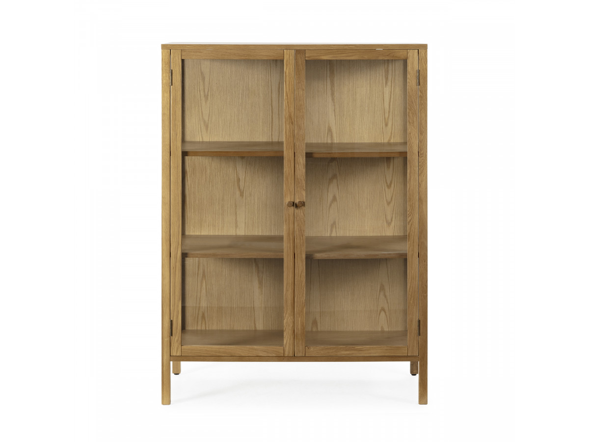 CARMEN hoog dressoir met 2 deuren, 90 cm, massief eiken fineer