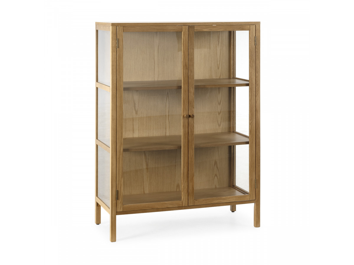 CARMEN hoog dressoir met 2 deuren, 90 cm, massief eiken fineer