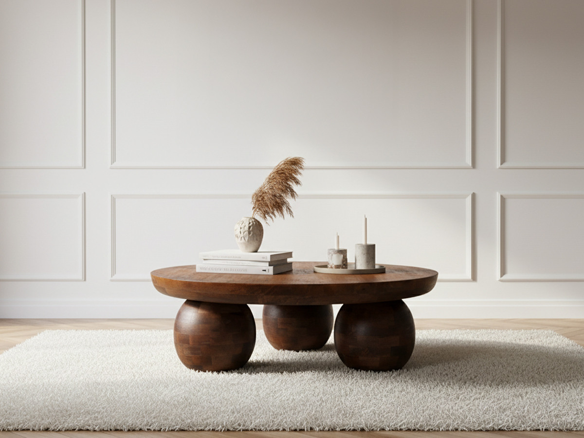Table basse D.100 cm ALINE bois massif d'acacia