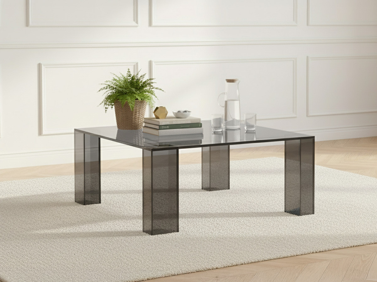 Table basse 2 plateaux demi-lune en verre trempé - GLASS | Maison et Styles