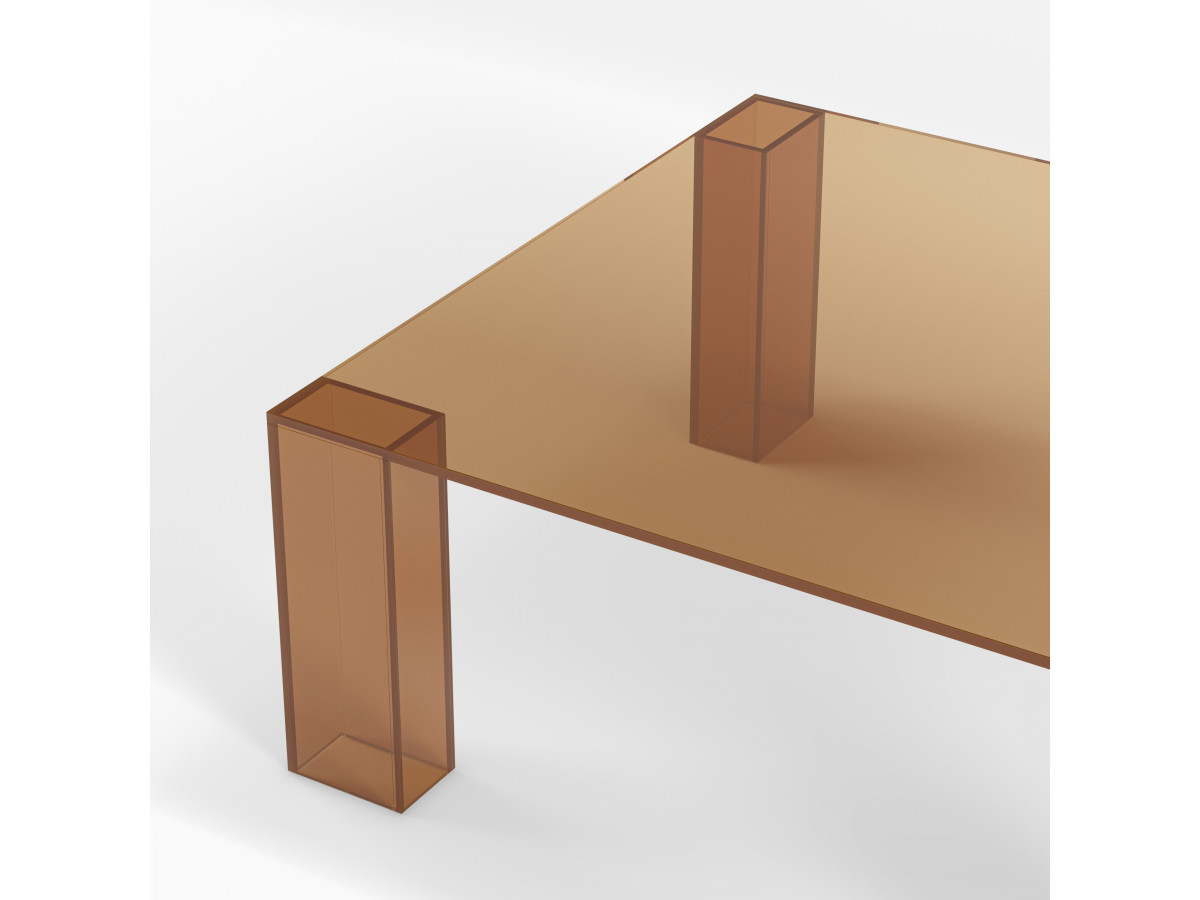Table basse carrée 80 cm ALMA verre trempé orange — vue 5