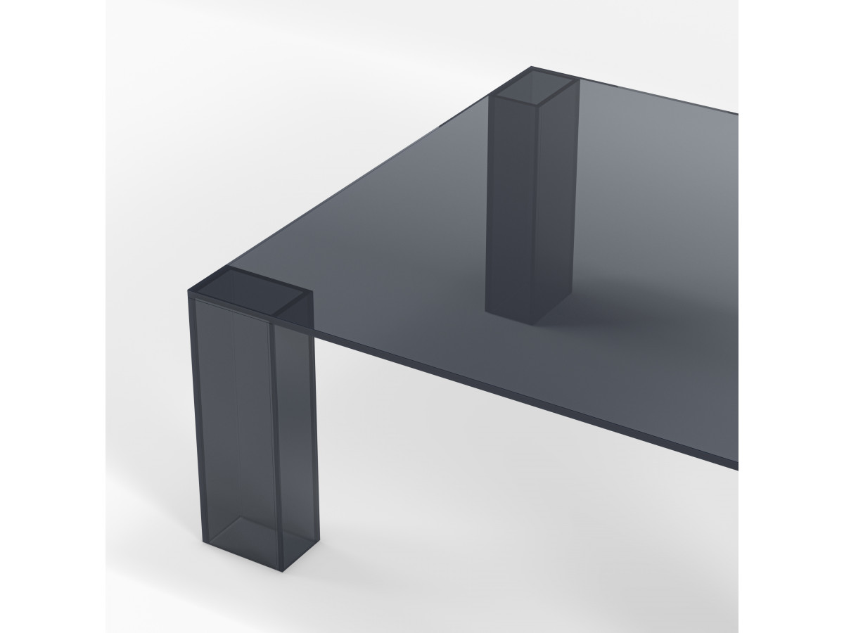 Table basse carrée 80 cm ALMA verre trempé gris foncé — vue 5