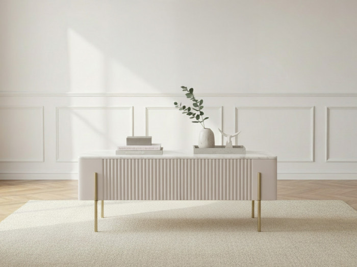 Table basse 2 tiroirs 100 cm MATHILDE pieds or