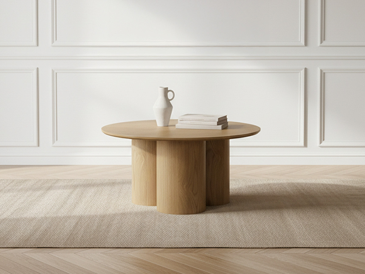 Table basse ronde D.80 cm LUCIA placage chêne massif