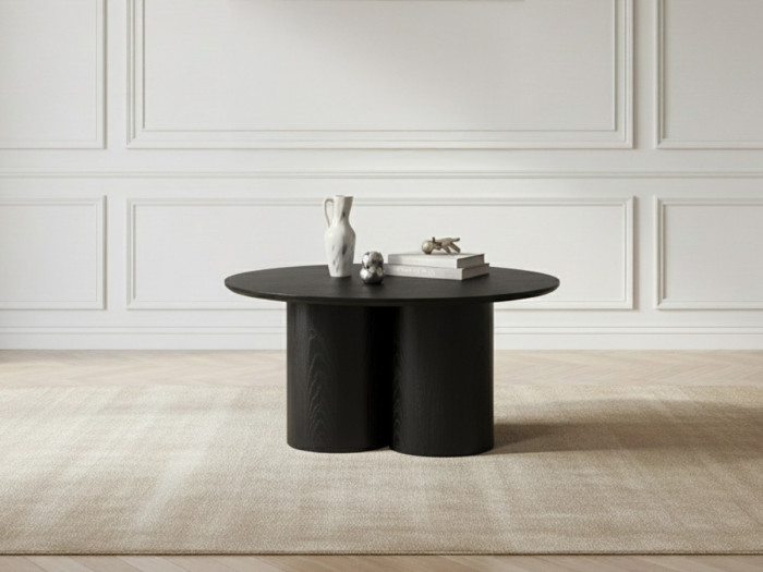 Table basse ronde D.80 cm LUCIA placage chêne massif