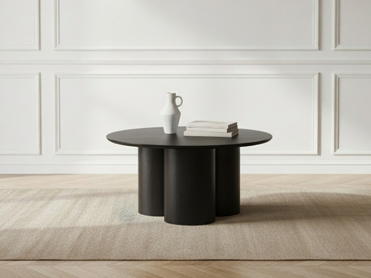 Table basse ronde D.80 cm LUCIA placage chêne massif