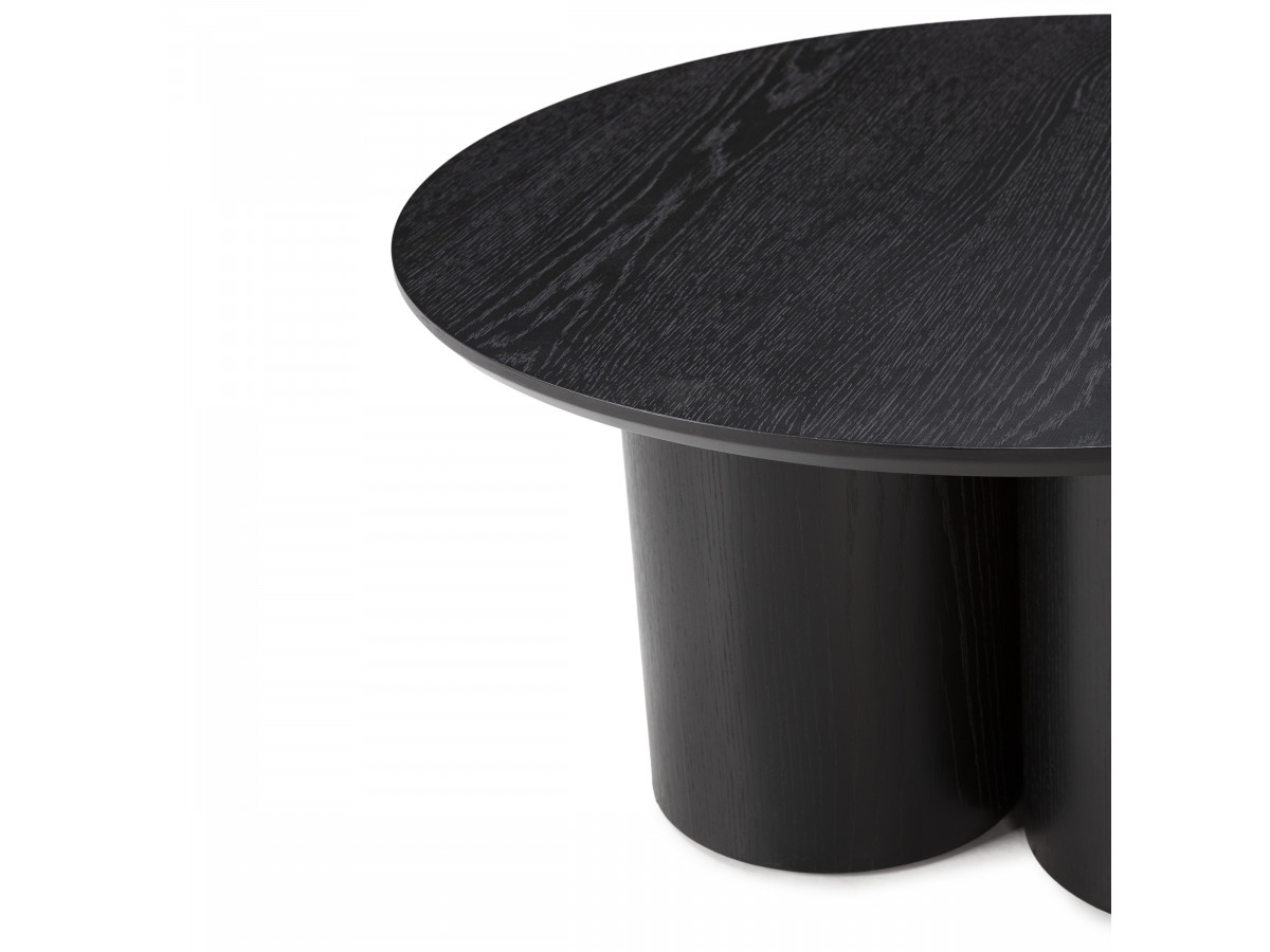 Table basse ronde D.80 cm LUCIA placage chêne massif noir — vue 6