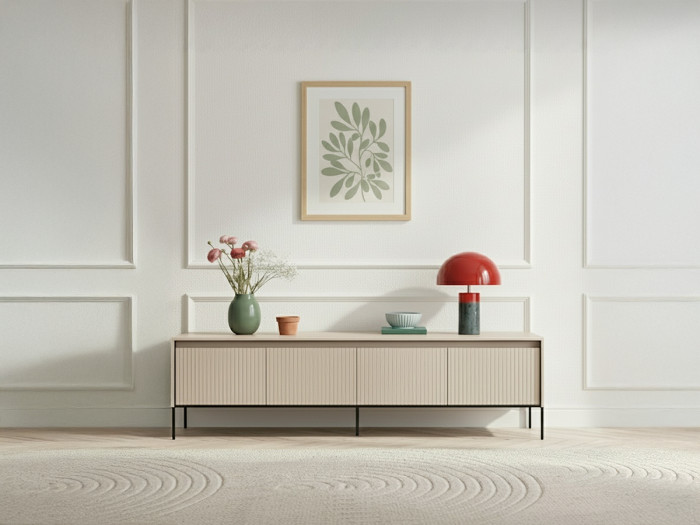 Meuble TV 4 portes 167 cm LENARA avec tasseaux