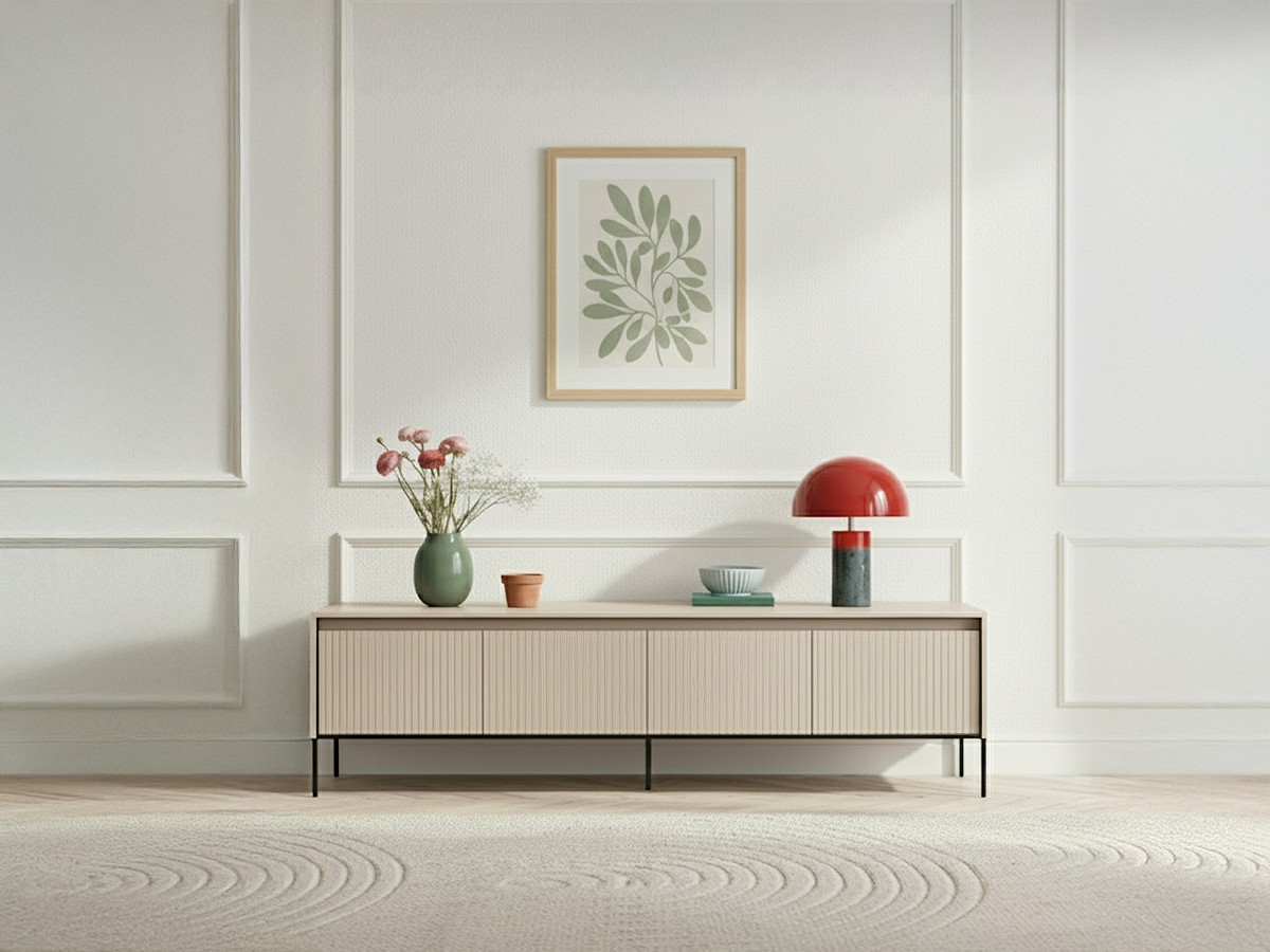 Meuble TV 4 portes 167 cm LENARA avec tasseaux