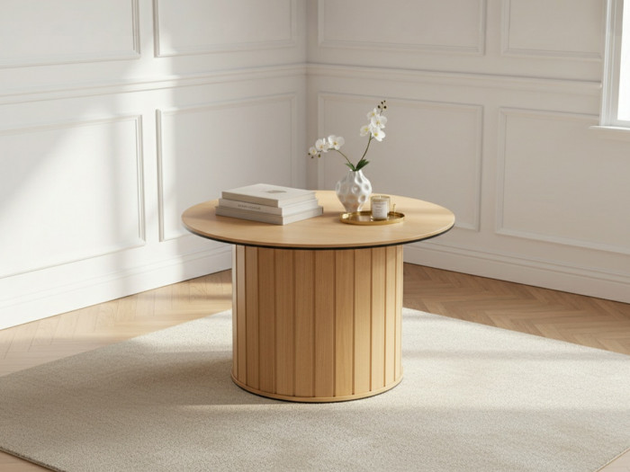 Table basse ronde D.80 cm AMBOISE couleur chêne