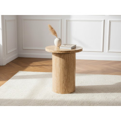 Table basse Boecia en travertin naturel de 40 cm de diamètre