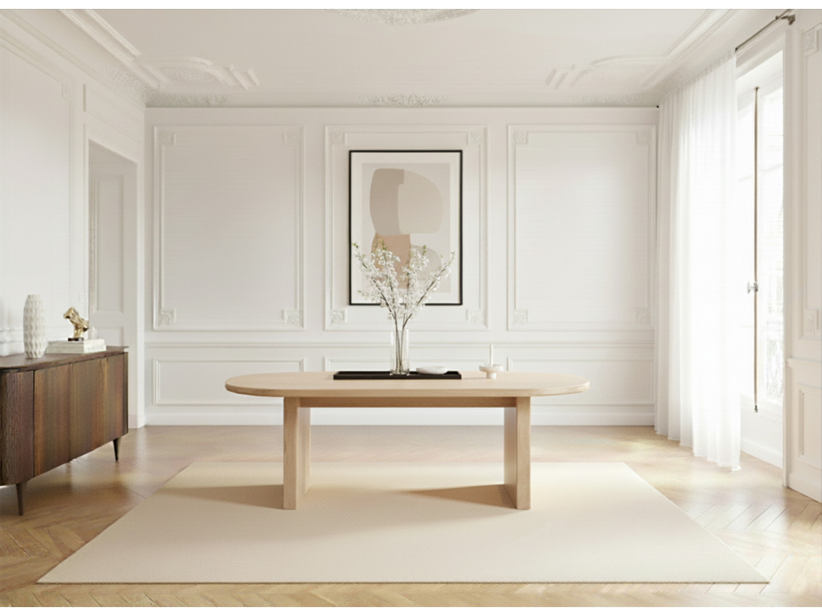 Table à manger ovale 220 cm PABLO placage noyer marron clair