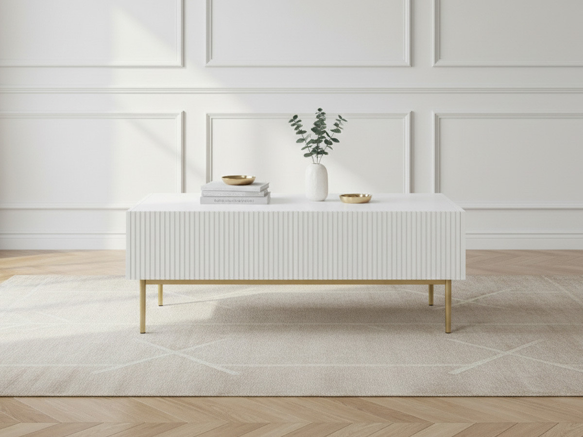 Table basse KASHA Pieds or blanc