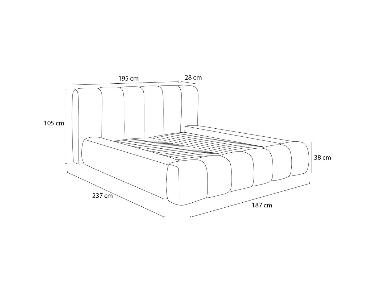 DENALI opbergbed in gladde stof
