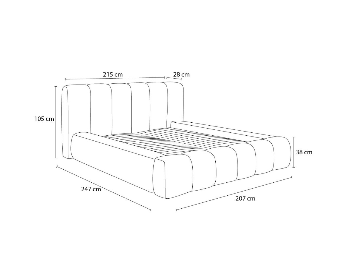 DENALI opbergbed in gladde stof + DENALI bedeinde