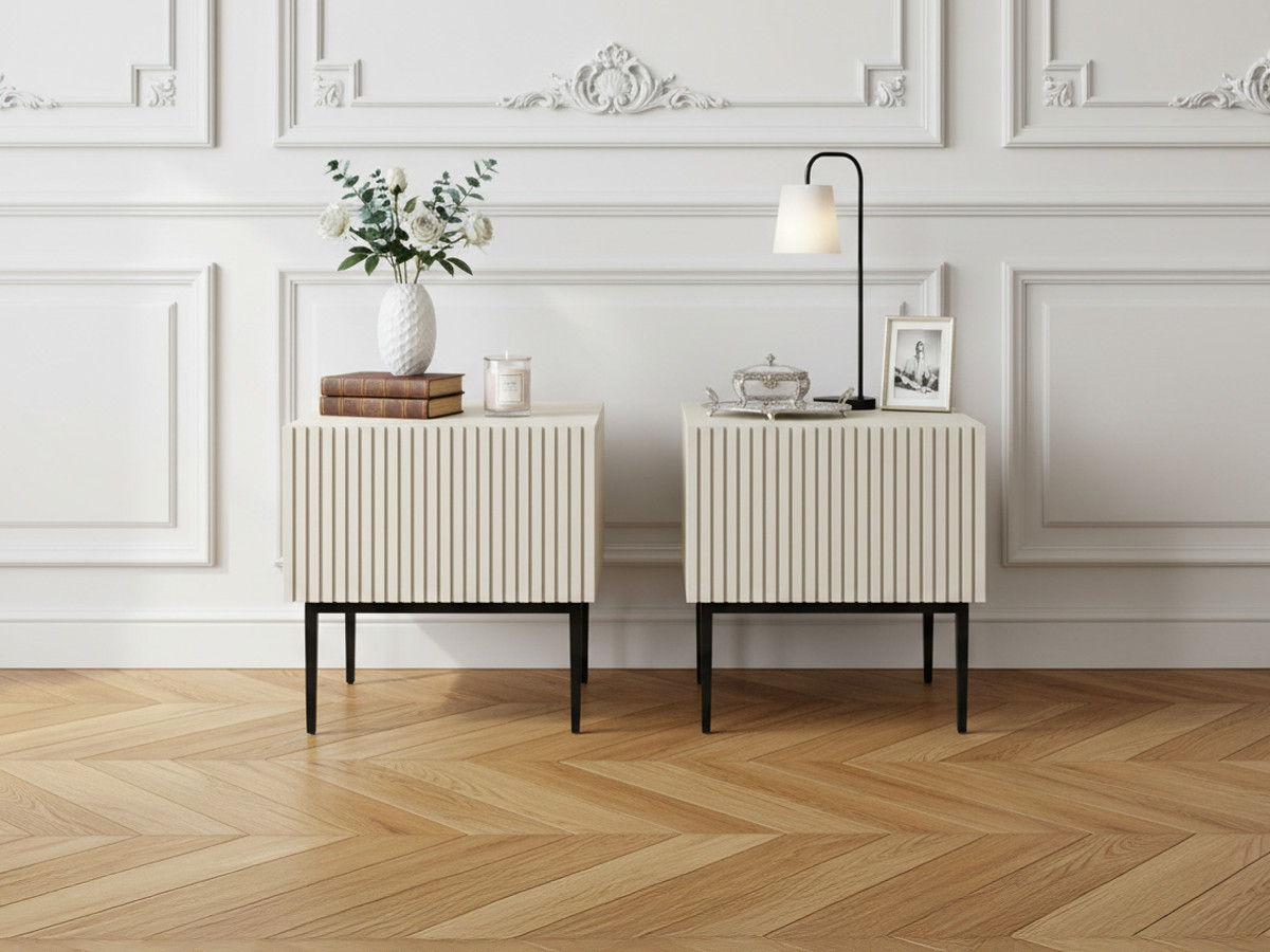 Lot de 2 chevets tiroir KASHA pieds noir